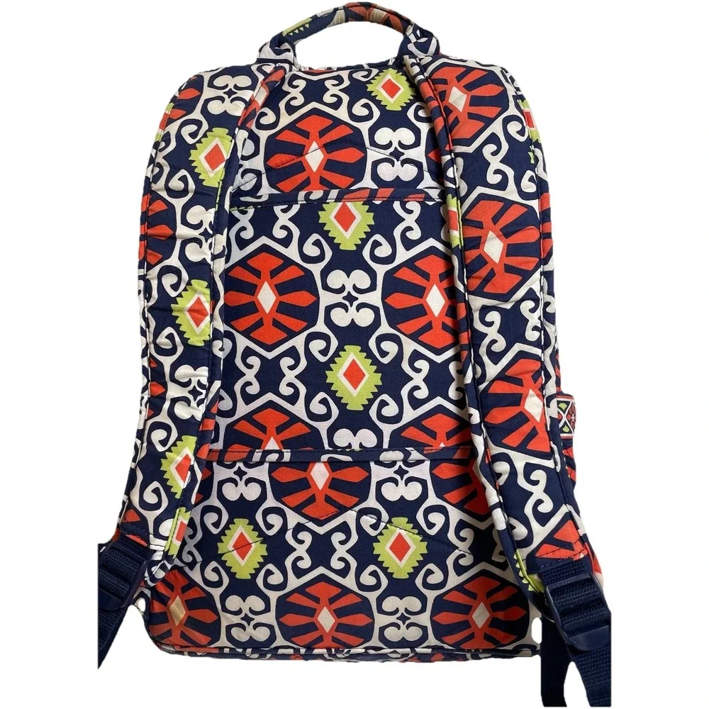 Vera Bradley Quilted Backpack Filigree Cotton Orange White School Travel